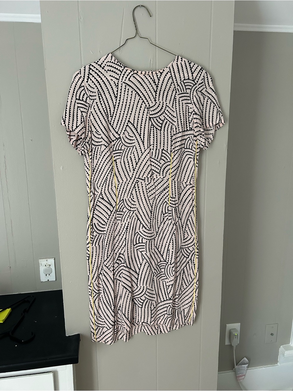 Soft Pink Patterned Short Sleeve Womens Dress